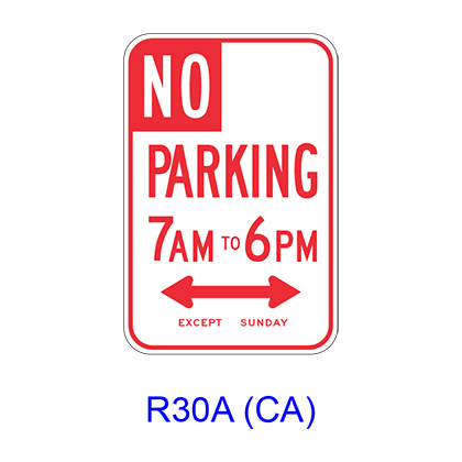 No Parking Specific Hours R30A CA