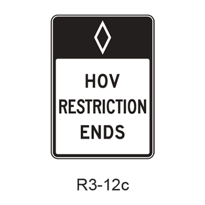 Preferential Lane Ends [HOV symbol] R3-12c