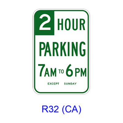 Limited Hour/Minute Parking Specific Hours R32(CA)