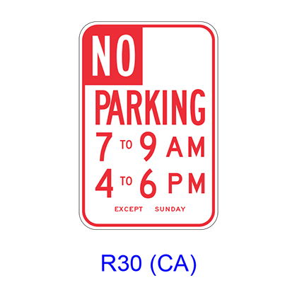 No Parking Specific Hours R30 CA